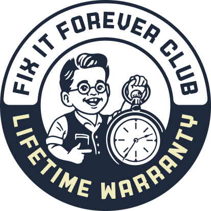 Fix It Forever Club lifetime warranty badge